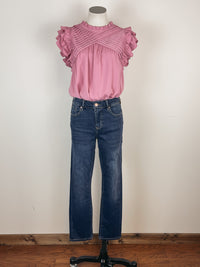 Pleated Flutter Sleeve Blouse