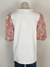 Bouquet of Roses Top in White