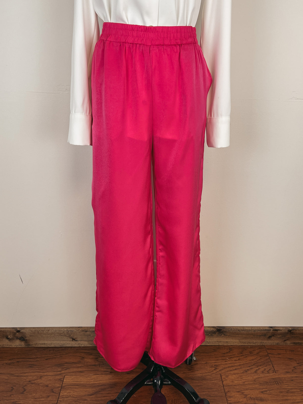 Smooch Straight Leg Pants in Hot Pink
