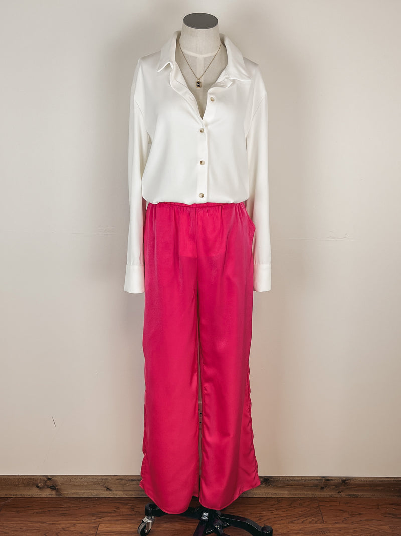 Smooch Straight Leg Pants in Hot Pink