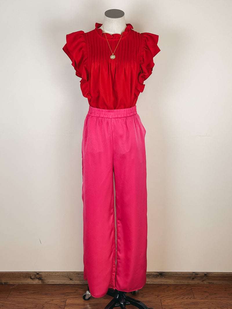 Smooch Straight Leg Pants in Hot Pink
