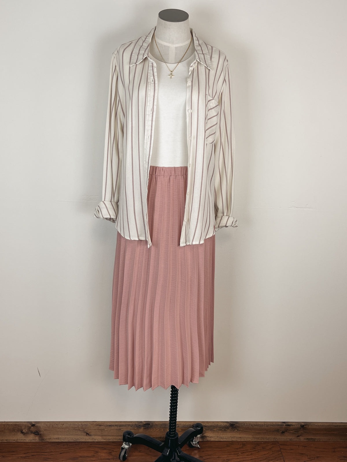 Venus Button Up in Mauve Stripe