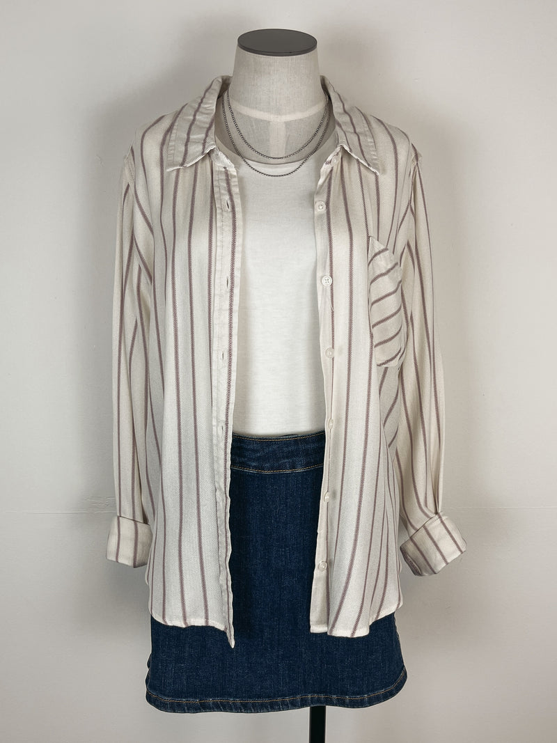 Venus Button Up in Mauve Stripe
