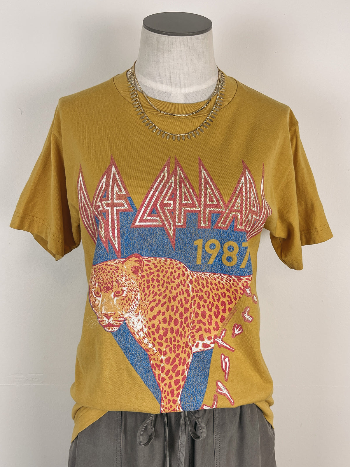 Def Leppard Leopard Tee in Mustard