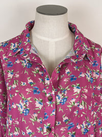 Floral Button Up Blouse in Pink