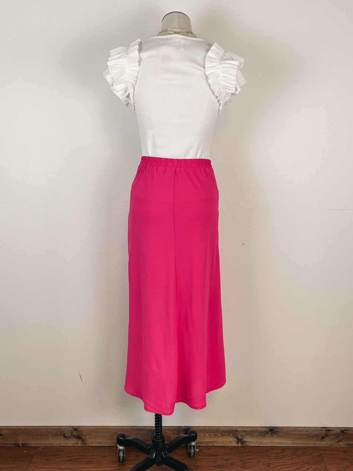 Basic Midi Skirt in Fuchsia