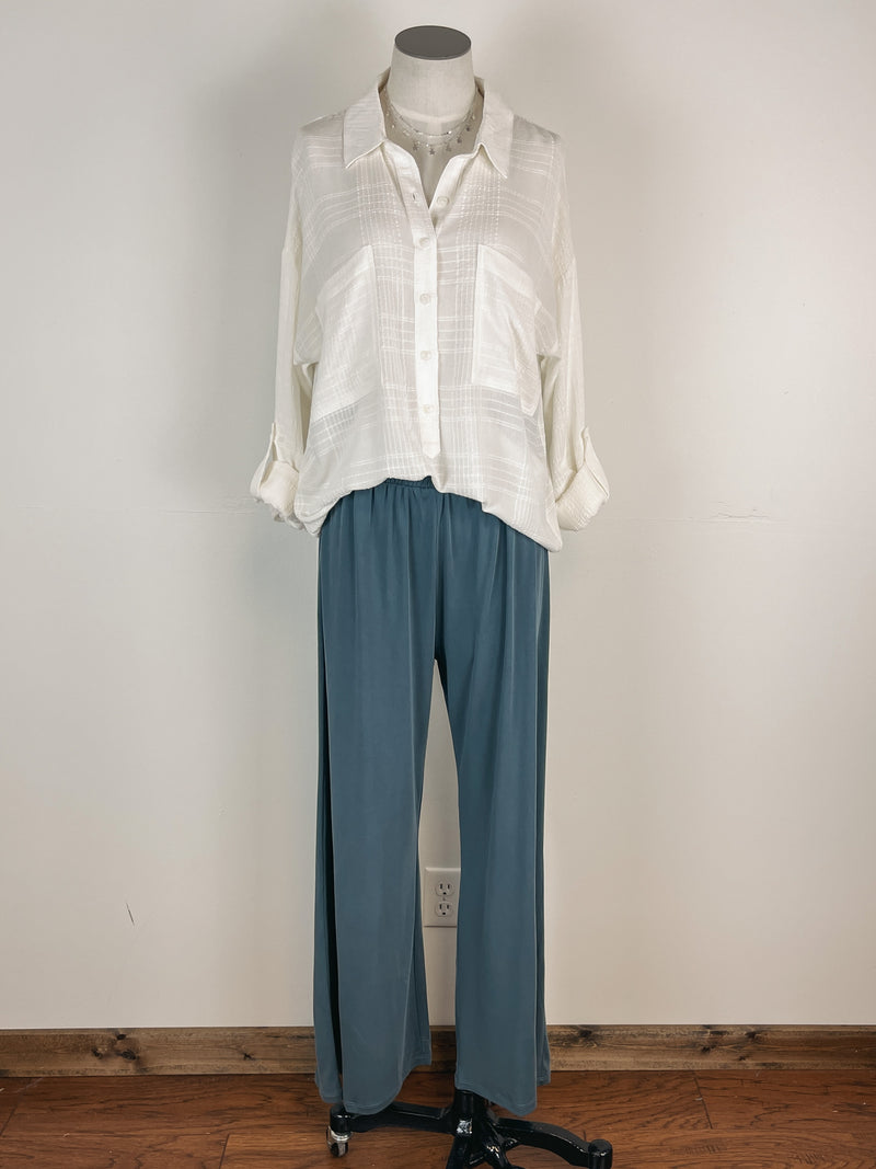 Half Button Down Jacquard Blouse