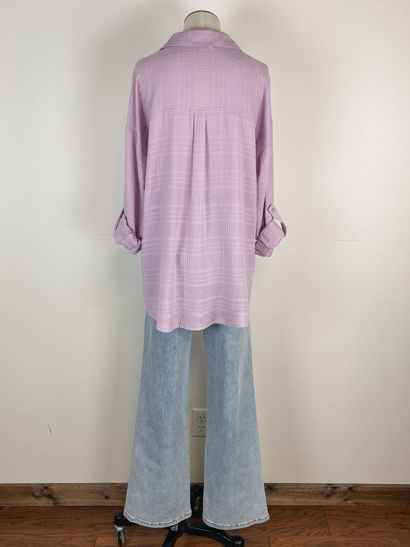 Half Button Down Jacquard Blouse