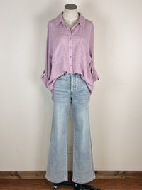 Half Button Down Jacquard Blouse