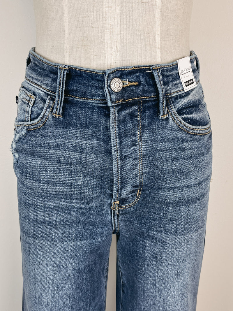 Judy Blue High Waist Hidden Button Fly Straight