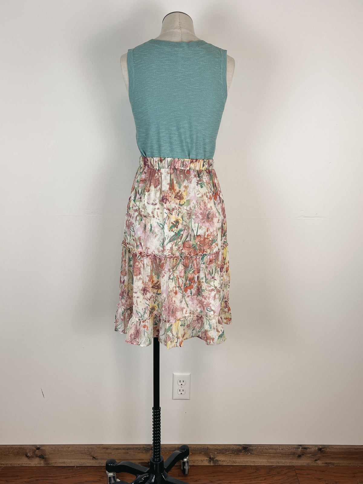 Mystree Tiered Floral Skirt in Rose Mix
