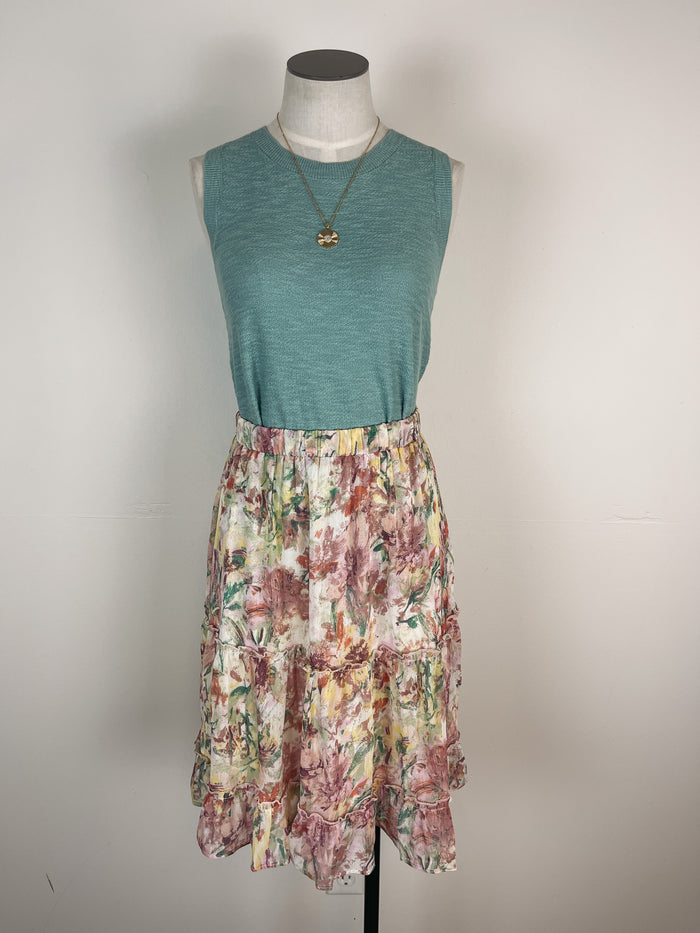 Mystree Tiered Floral Skirt in Rose Mix