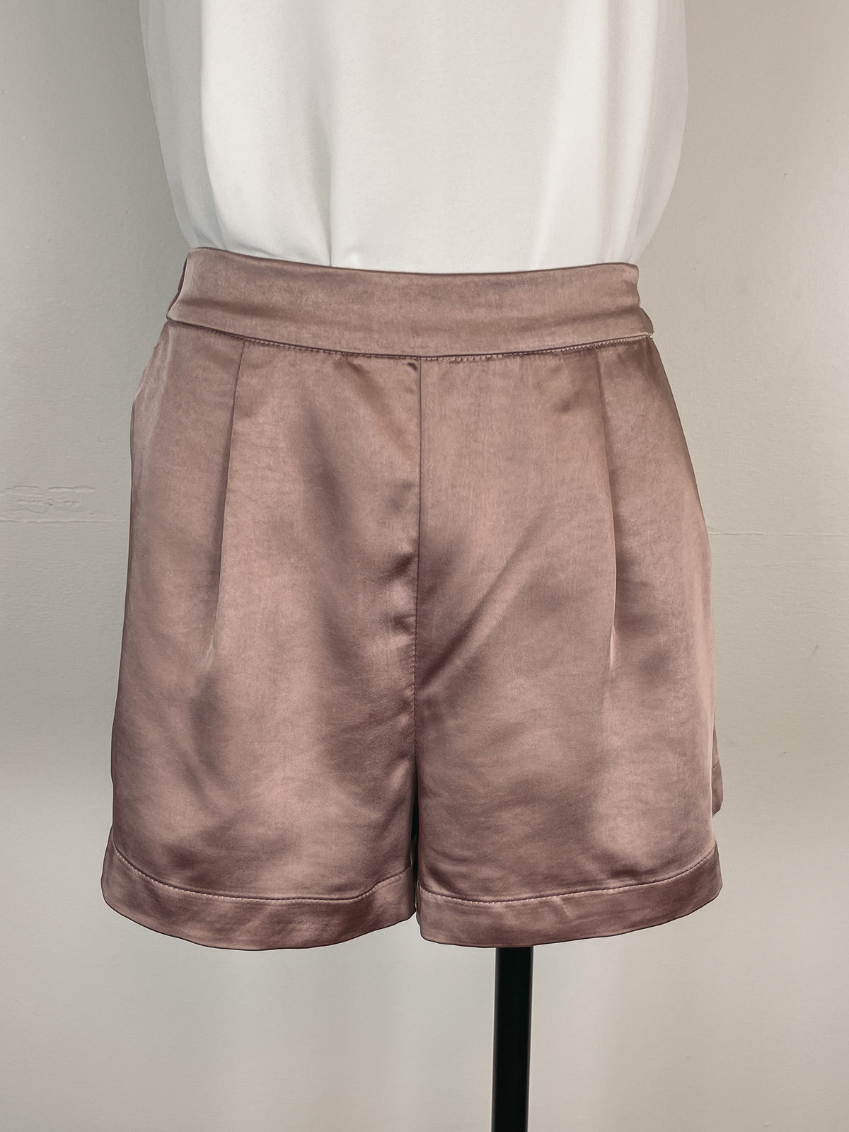 Mystree Satin Shorts in Rose