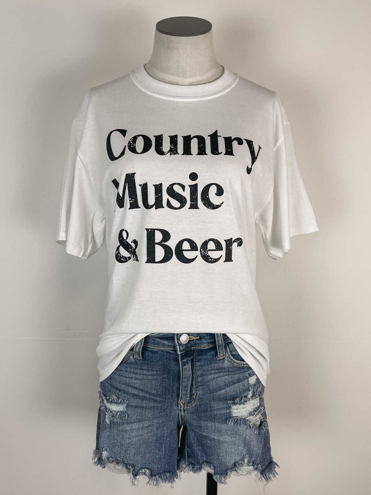 Country Music and Beer Tee in White