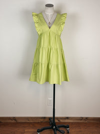 Ruffle and Tiered Dress in Lime