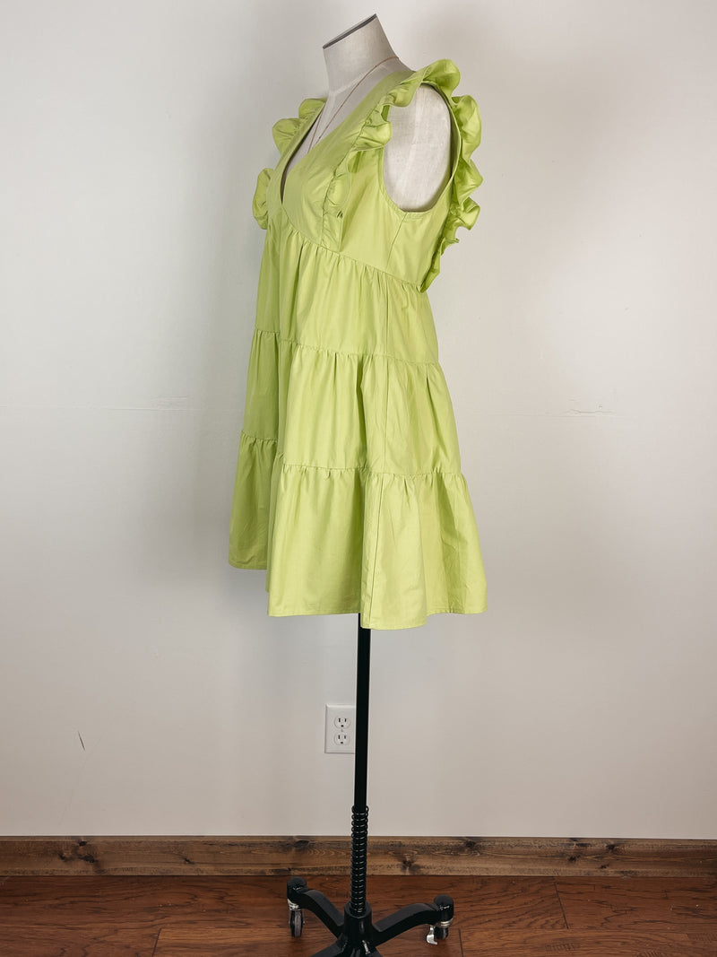 Ruffle and Tiered Dress in Lime