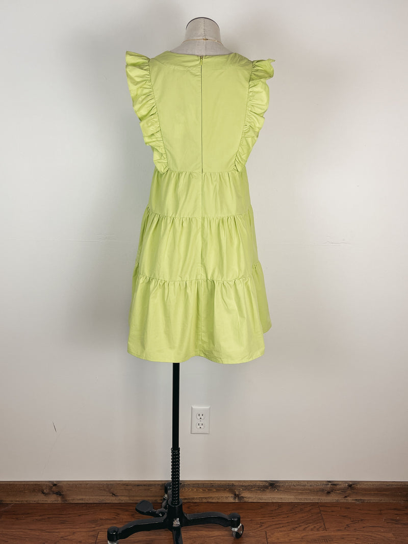 Ruffle and Tiered Dress in Lime