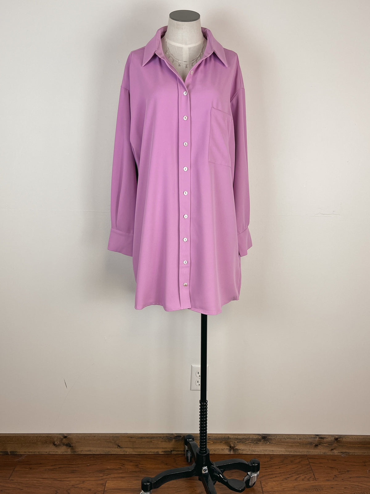 Button Up Shirt Dress in Smokey Orchid