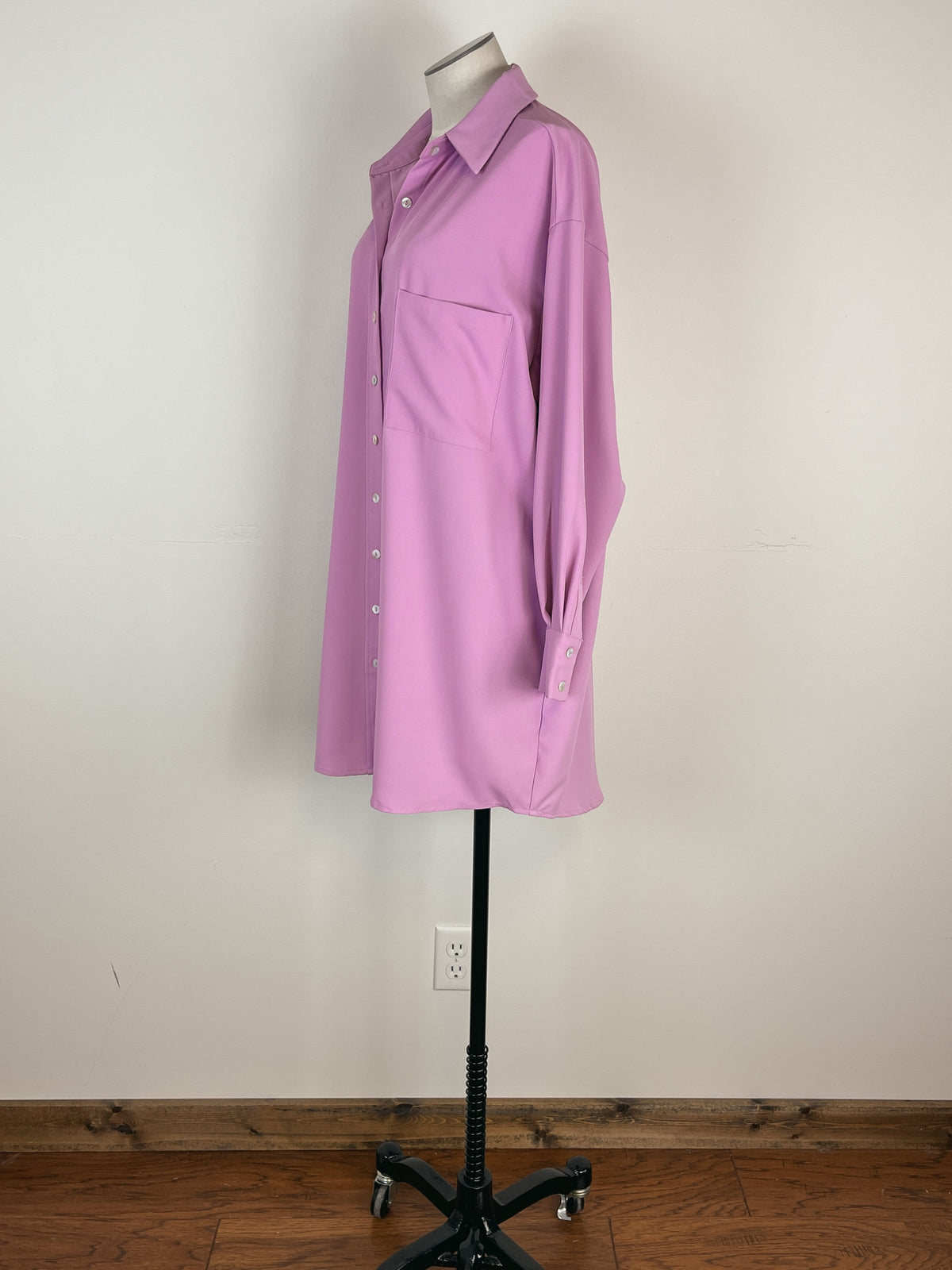 Button Up Shirt Dress in Smokey Orchid