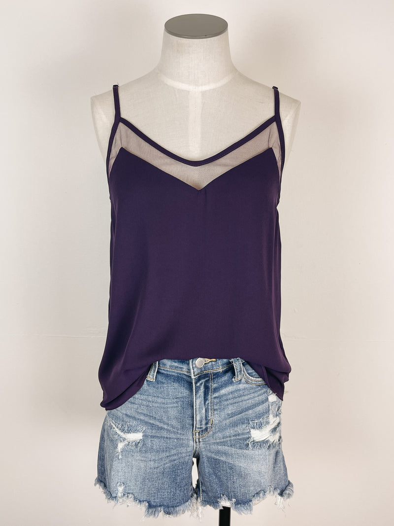 Mesh Trim V Neck Tank