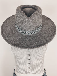 Wide Brim Hat with Embroidered Band