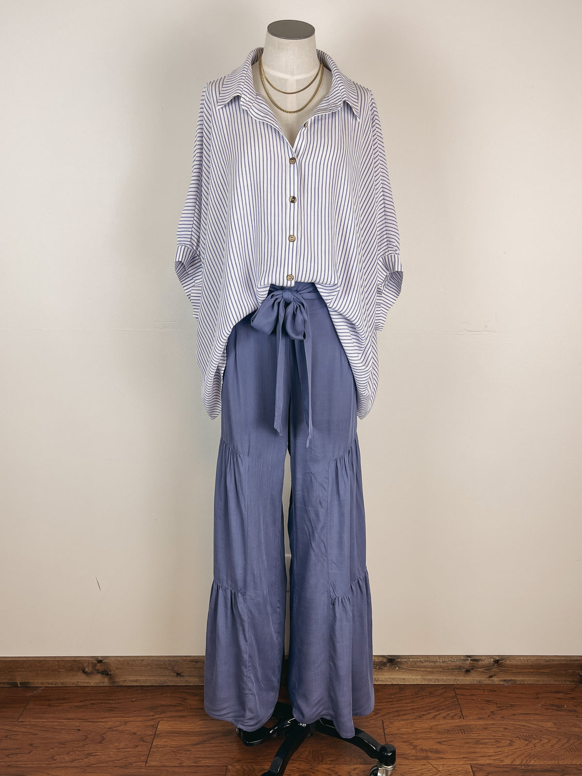 Tiered Flared Pant in Denim