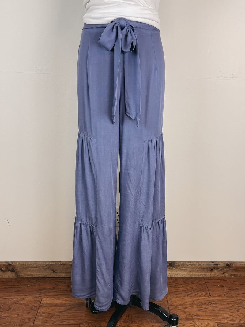 Tiered Flared Pant in Denim
