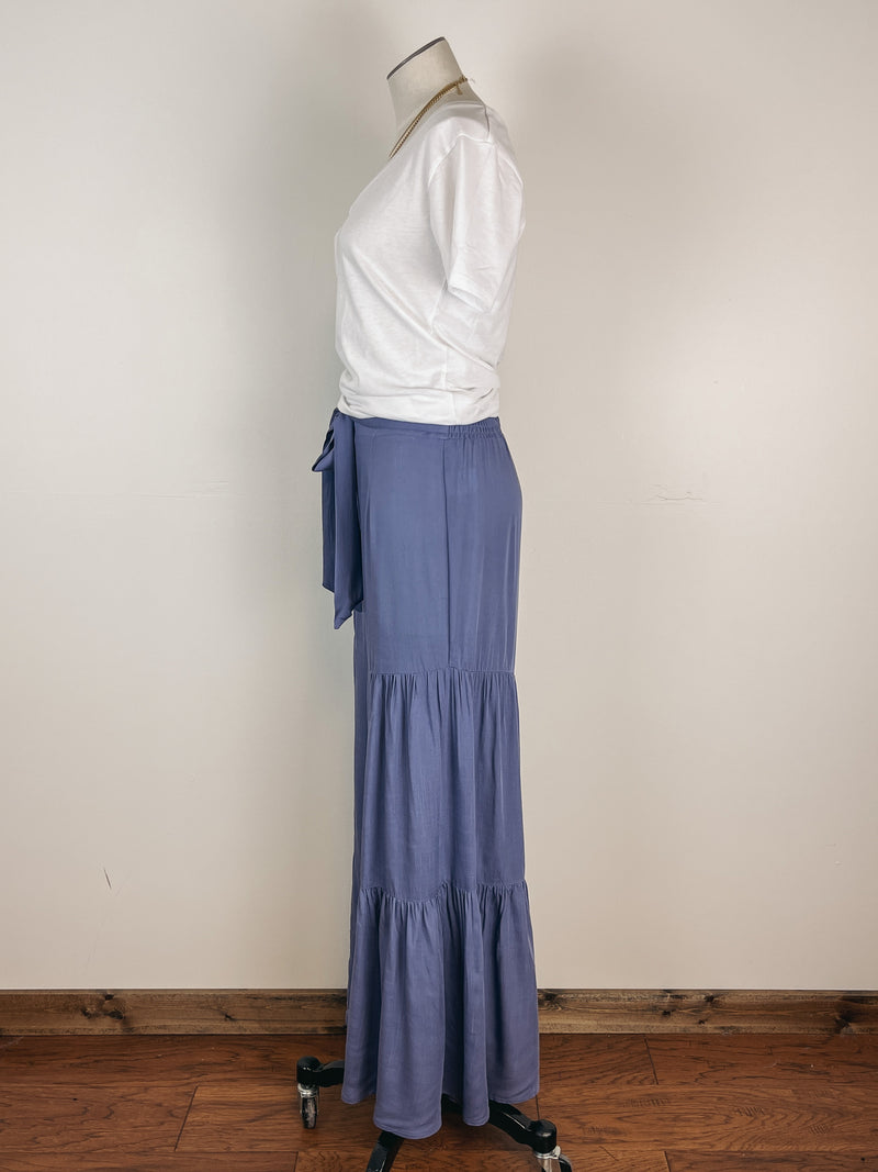 Tiered Flared Pant in Denim