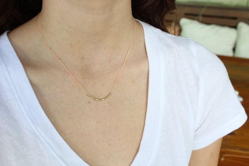 Lucky Feather LOVED Morse Code Necklace