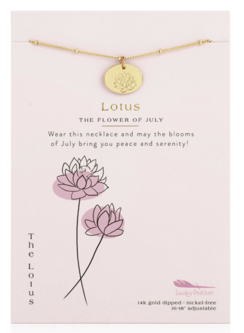 Lucky Feather Birth Month Flower Necklaces