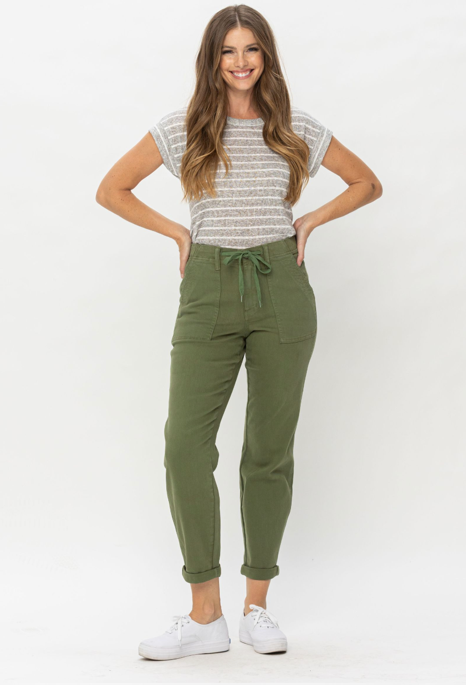 Judy Blue High Waist Joggers in Olive