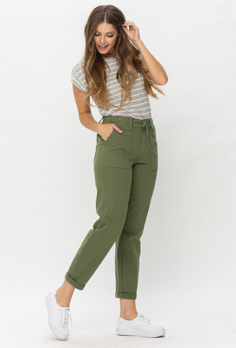 Judy Blue High Waist Joggers in Olive