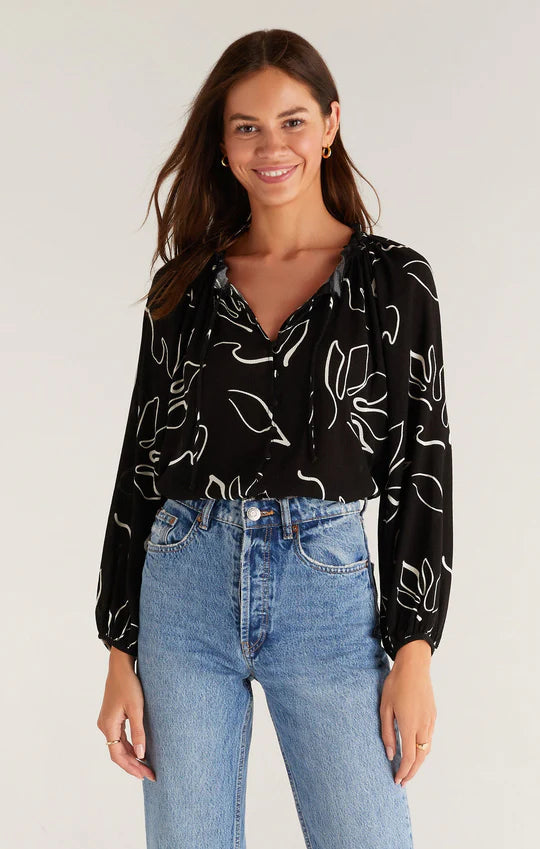 Z Supply Athena Abstract Top in Black