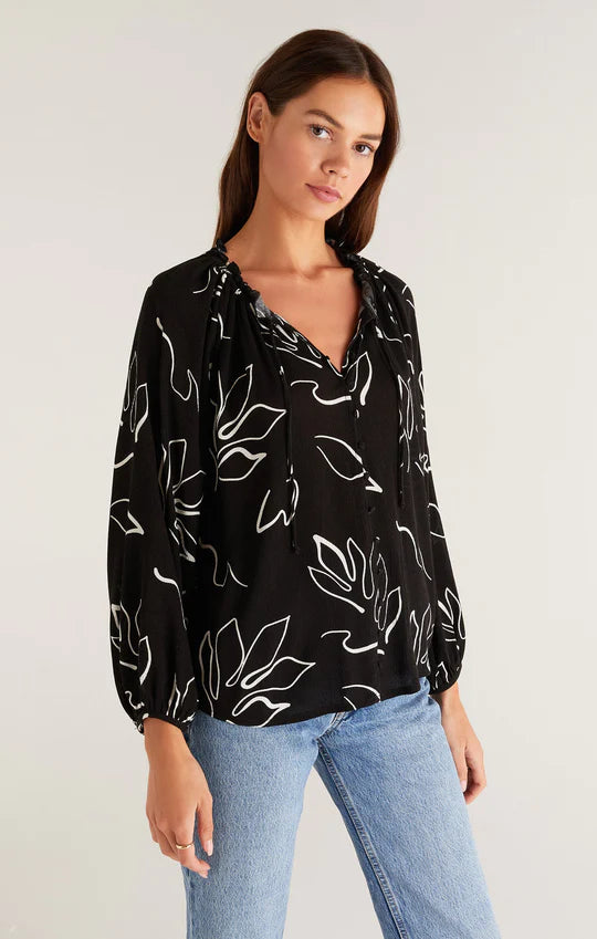 Z Supply Athena Abstract Top in Black