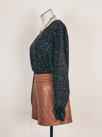 Quilted Faux Leather Shorts in Camel
