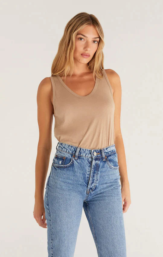 Z Supply Pia Soft V-Neck Tank in Driftwood