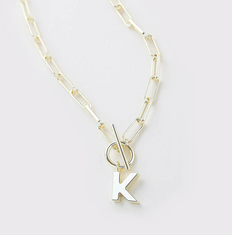 Natalie Wood Designs Toggle Initial Necklace in Gold
