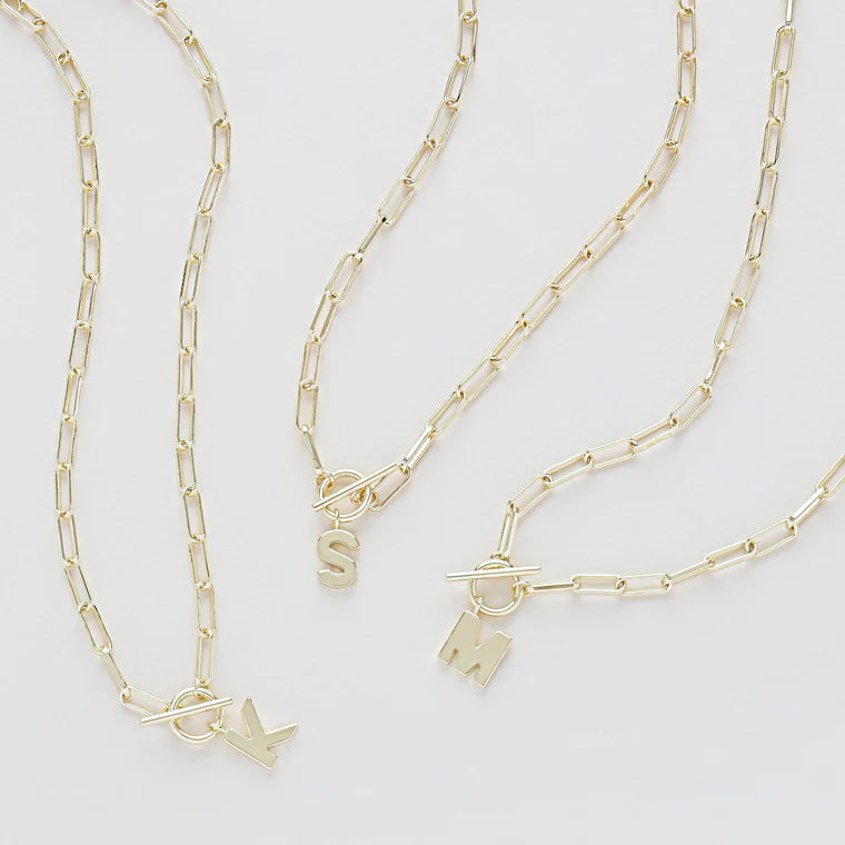 Natalie Wood Designs Toggle Initial Necklace in Gold